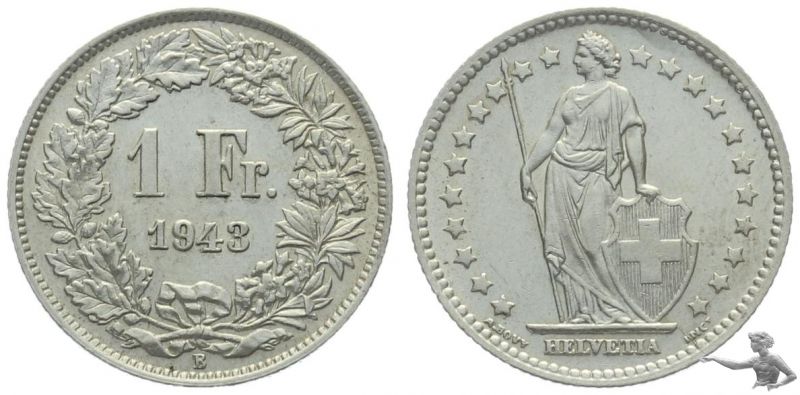 1 Franken 1943 B | vorzüglich +
